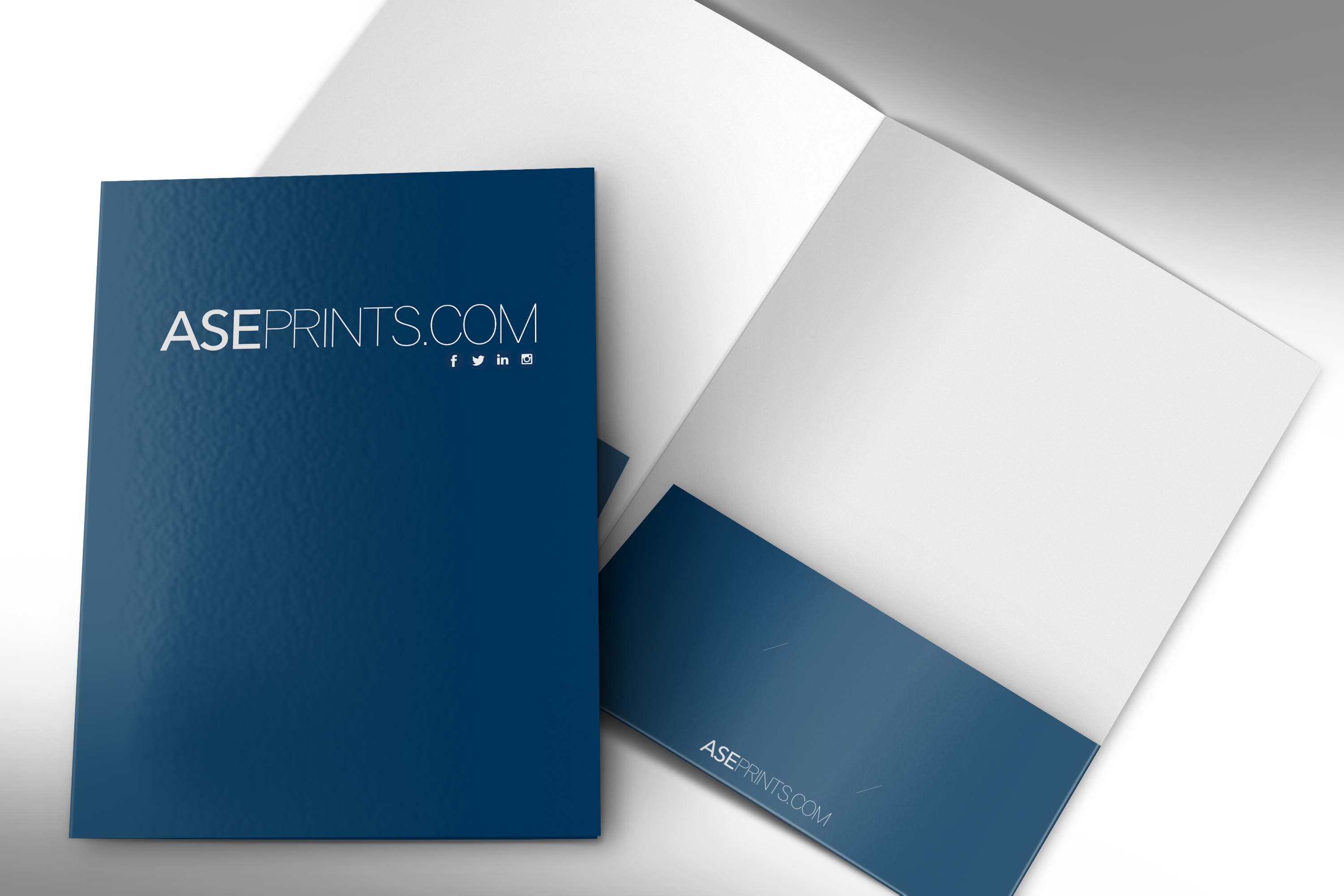 Corporate presentation folder, document folder, or custom folder design